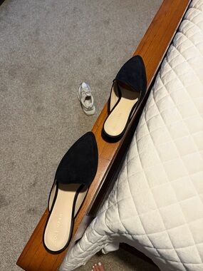 Cole Haan Black Suede Pointed D'Orsay Slip-On Flats